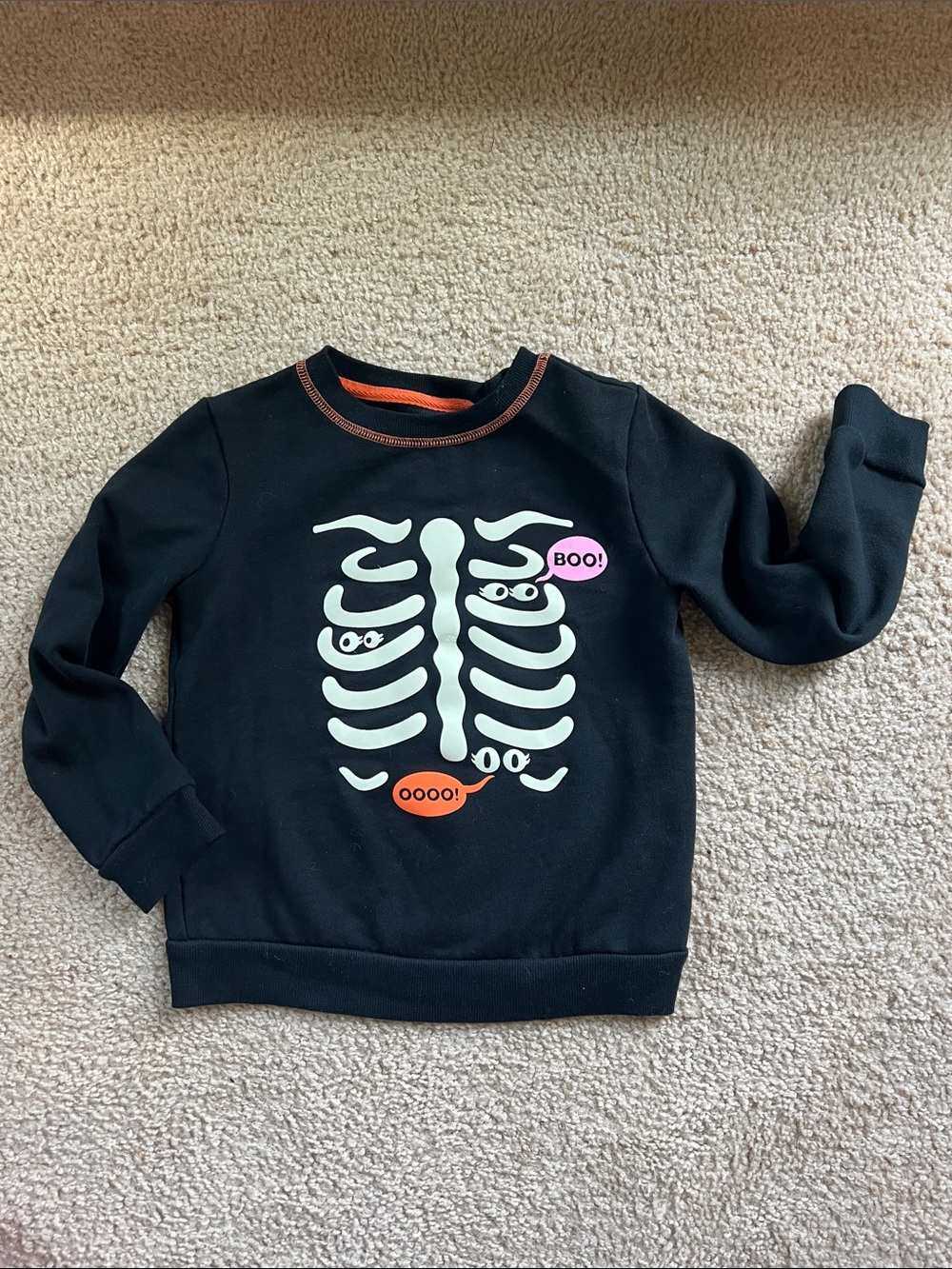 Cat & Jack Black Skeleton Sweatshirt with Playful 'Boo' Accent